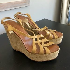 Kate Spade Leather Espadrille Wedge Sandals Heels